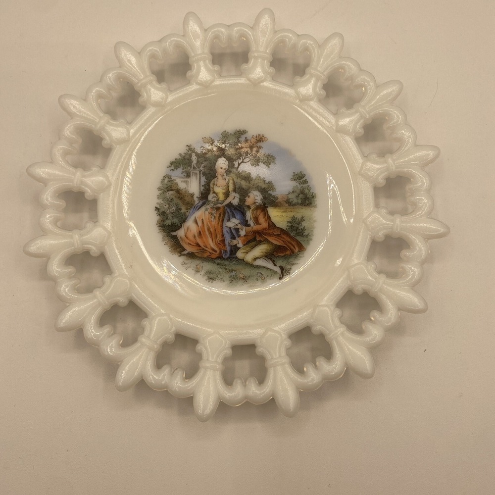 Westmoreland Milk Glass Plate with Colonial Scene